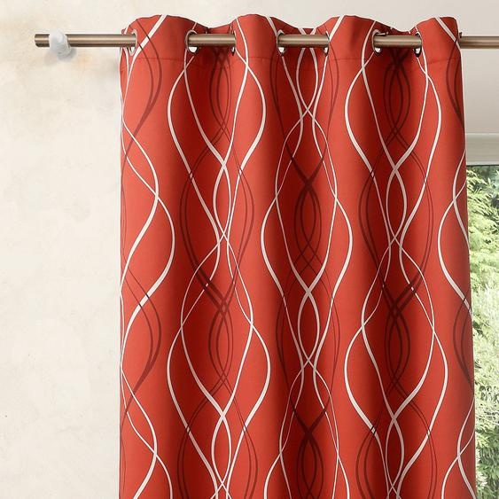 Rideau occultant imprimé serpentins - Rideau : Largeur 140 X Hauteur 160cm - Orange - Colombine