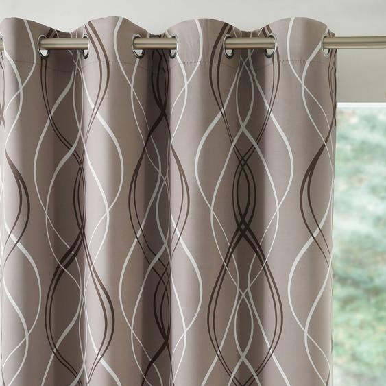 Rideau occultant imprimé serpentins - Rideau : Largeur 140 X Hauteur 260cm - Taupe - Colombine