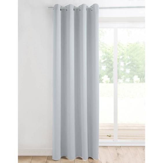 Rideau occultant uni satiné finition oeillets - Rideau Occultant : Largeur 135 X Hauteur 160 Cm - Gris - Colombine