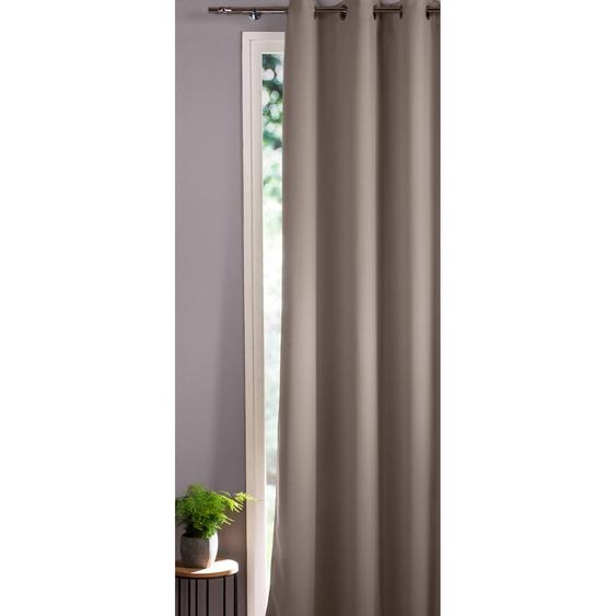 Rideau occultant uni satiné finition oeillets - Rideau Occultant : Largeur 135 X Hauteur 180 Cm - Taupe - Colombine