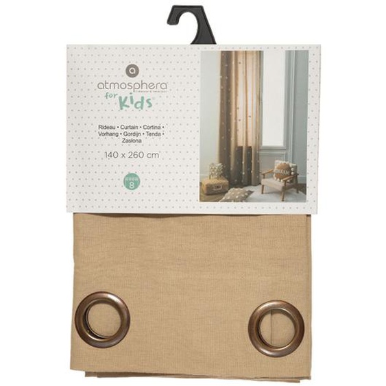 PRIX FOUS Rideau pompons coton tufté gris 140x260cm