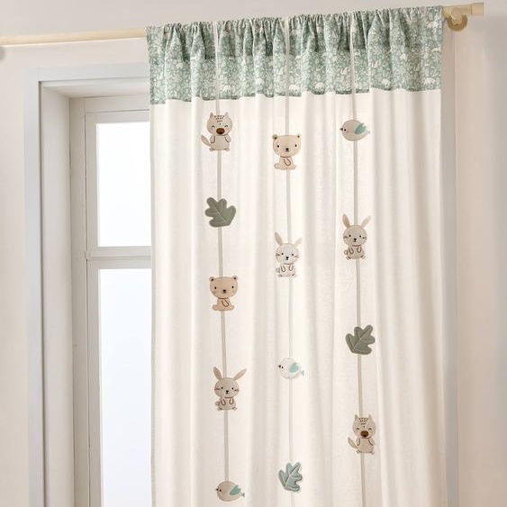 Rideau tamisant guirlande DANS LES BOIS vert sauge