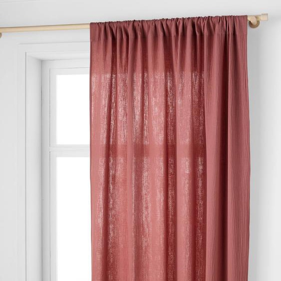 Rideau tube tamisant en gaze de coton rose