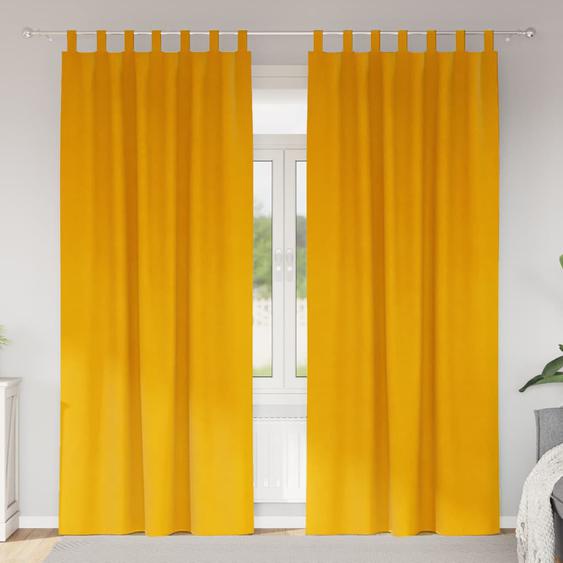 Rideaux occultants 2 pcs Jaune moutarde 140 x 260 cm Velours