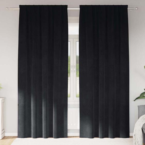 Rideaux occultants 2 pcs Noir 140 x 245 cm Velours