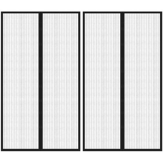 Rideaux de porte anti-insectes 2 pcs avec aimants noir 200x80cm