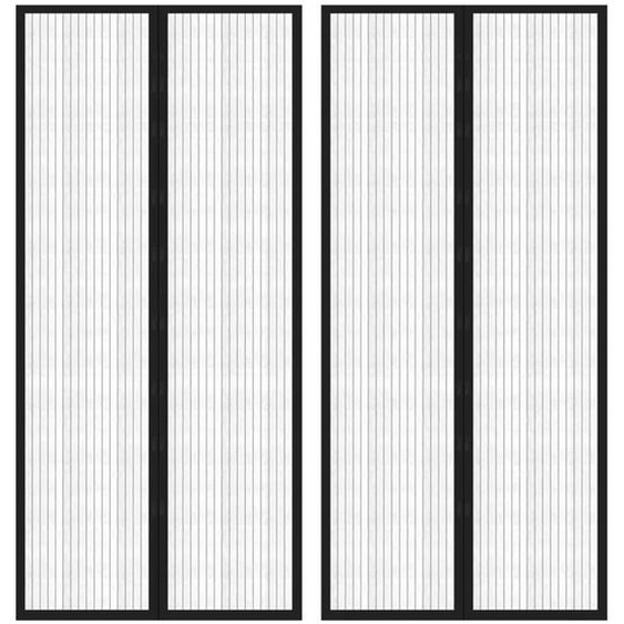 Rideaux de porte anti-insectes 2 pcs avec aimants noir 210x90cm