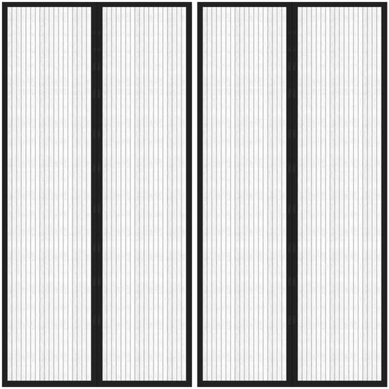 Rideaux de porte anti-insectes 2 pcs et aimants noir 220x100 cm