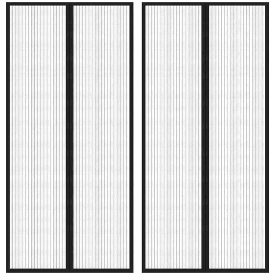 Rideaux de porte anti-insectes 2 pcs et aimants noir 220x110 cm