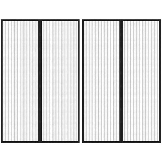 Rideaux de porte anti-insectes 2 pcs et aimants noir 220x130 cm