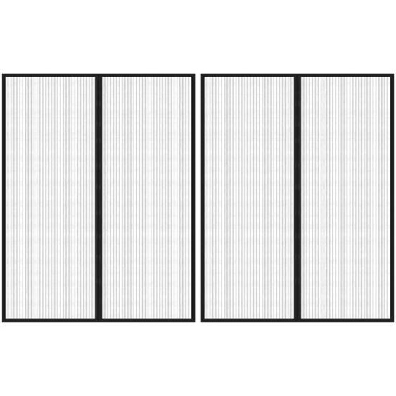 Rideaux de porte anti-insectes 2 pcs et aimants noir 230x160 cm