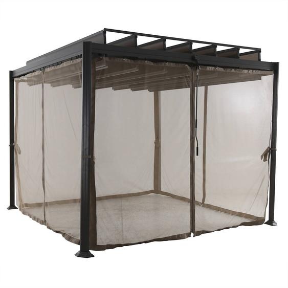 Rideaux moustiquaire pour tonnelle FLAMENCO Noisette 3 x 2 m - Polyester Hespéride