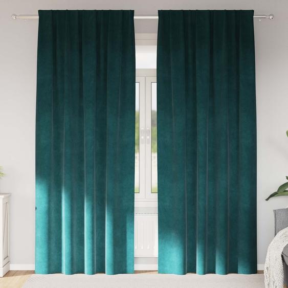 Rideaux occultants 2 pcs Vert foncé 140 x 260 cm Velours