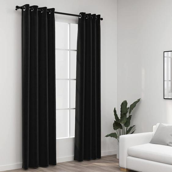 Rideaux occultants Aspect de lin 2 pcs Anthracite 140x245 cm