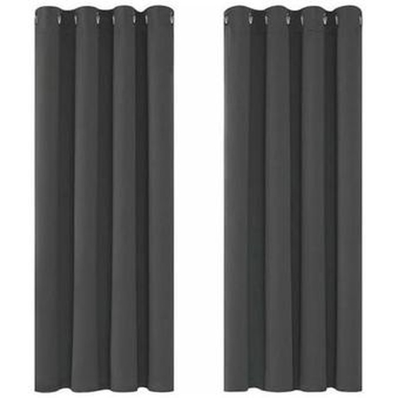 XVX - Rideaux Occultants Isolant Thermique Anti Froid, 117x138 cm (Largeur x Hauteur), Design Moderne à Oeillets, Rideaux pour Salon et Chambre, Gris