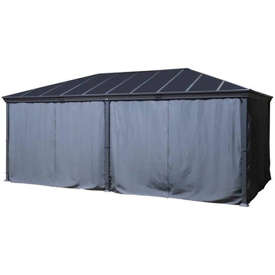 Rideaux pour pergola BELIZE Gris Ardoise 6 x 3 m - L. 600 H. 360 cm Polyester Hespéride