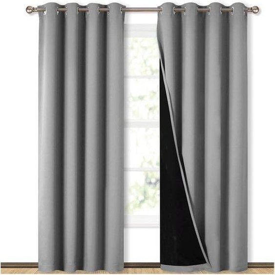 Rideaux thermiques, 84 pouces, lot de 2, gris, largeur 52 pouces, chambre denfant, doublure noire.