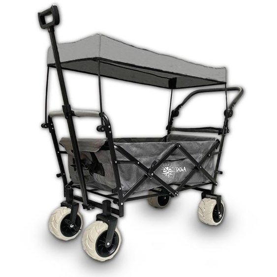 Rijoka Chariot pliable / Chariot à main | Avec toit et roues transversales | Barre télescopique | Jeans Gris
