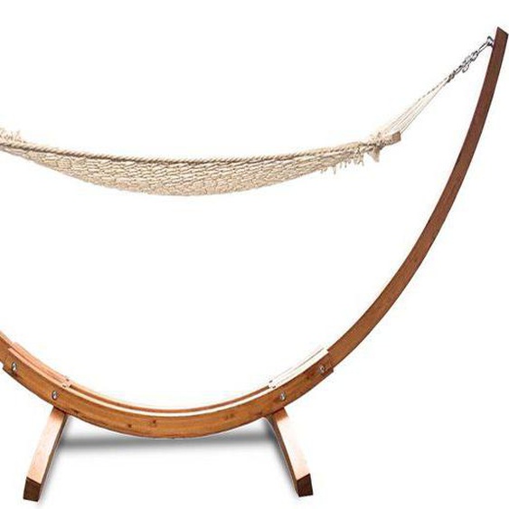 Rijoka Hamac avec structure en bois - Chaise longue de jardin avec support en bois - Charge maximale : 150 kg - 320 x 100 x 120 cm