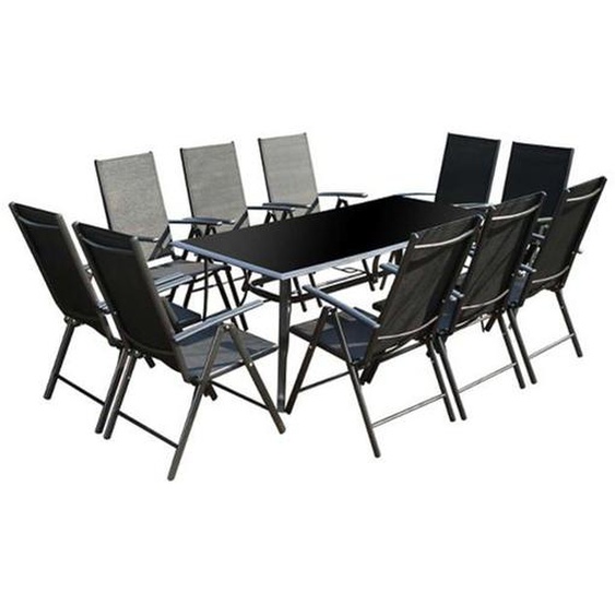 RIMINI - salon de jardin 10 places en aluminium gris