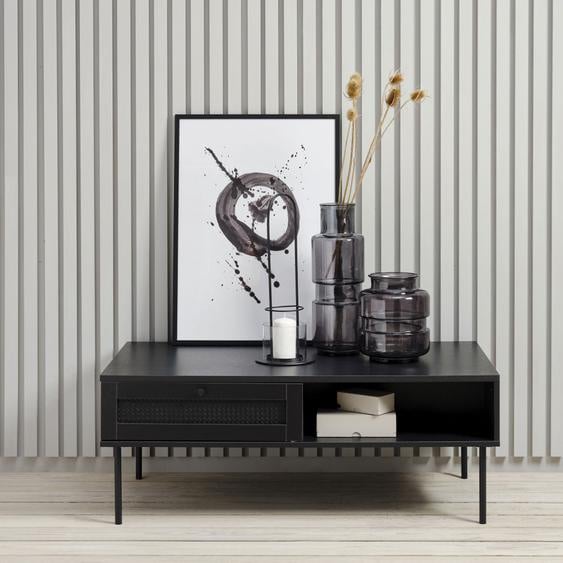 Rinto - Table basse 1 tiroir en bois et métal - Couleur - Noir