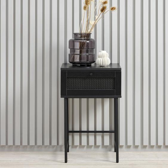 Rinto - Table de chevet 1 tiroir en bois et métal - Couleur - Noir
