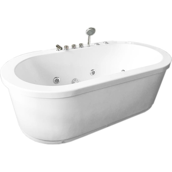 Rio – Baignoire ilôt hydromassage ovale blanche