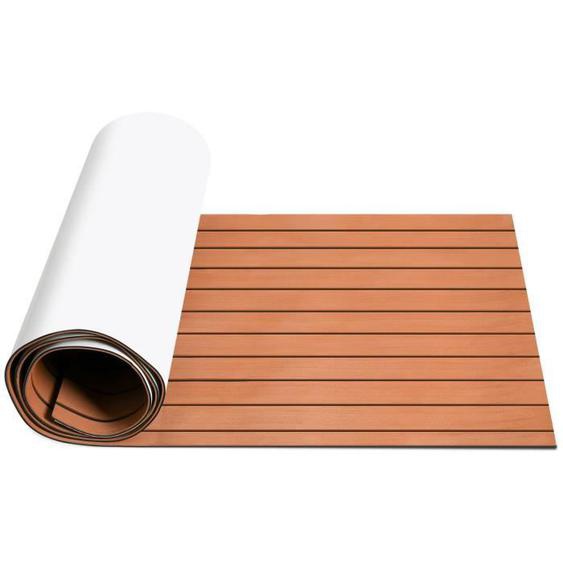 Riossad Tapis de pont EVA Tapis de bateau en mousse Feuille de pont en teck Faux bateau 240x60cm Marron TAPIS DE PROTECTION DE SOL