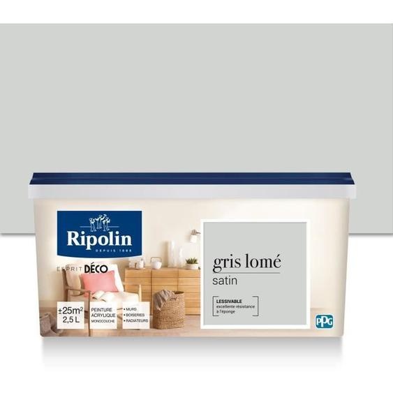 RIPOLIN peinture murale toutes pièces, Ripolin - Lome gris satiné, 2,5L
