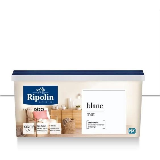 RIPOLIN Toutes pièces peinture murale, Ripolin - Blanc mat, 2,5 l