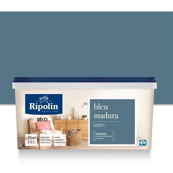RIPOLIN Toutes pièces peinture murale, Ripolin - Blue Madura Satin, 2,5 l