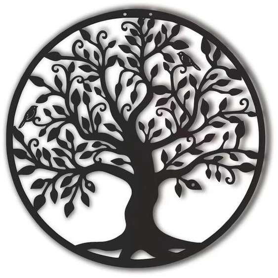 Rnemitery - Arbre De Vie En Métal Décoration Murale Silhouette Art Pour Cadeau Intérieur Cadeau Extérieur Jardin Maison Décoration (Noir, 40x40cm)