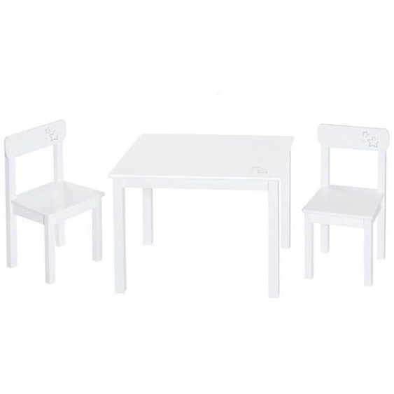 ROBA Ensemble Table + 2 Chaises Enfants - Little Stars - Motif Étoiles - Table de Jeu et dApprentissage - Blanc
