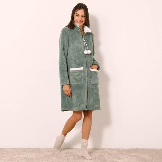 Robe de chambre maille polaire zippée -