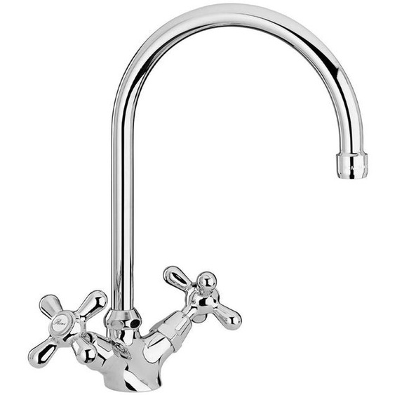 Robinet à vasque à une seule chromé, avec levier croisé, design Liberty