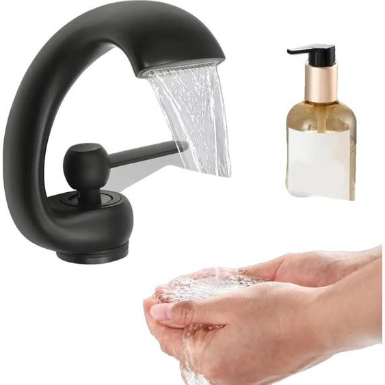 Robinet cascade, design moderne,à levier unique, montage apparent, noir