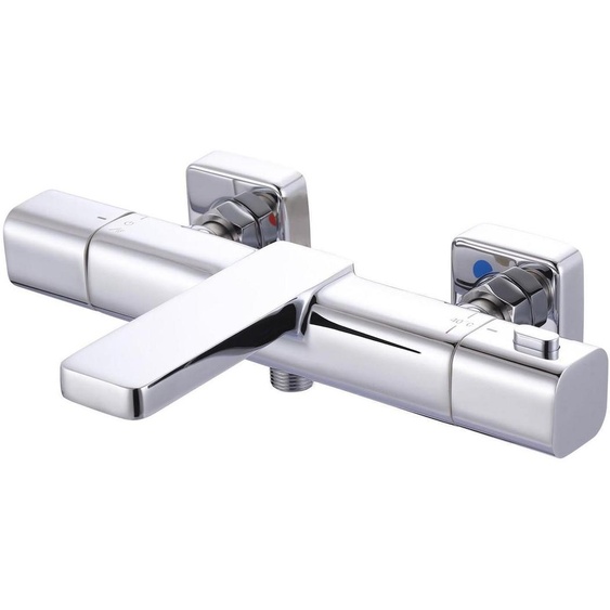 Robinet de baignoire avec thermostat, mélangeur 2-en-1 pour douche et baignoire, en laiton, avec protection anti-brûlure, raccordement G1/2