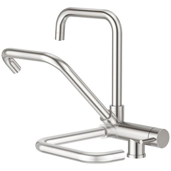 Robinet de cuisine à 3 voies, avec fenêtre avant, mécanisme pivotant, en acier inoxydable, rotation à 360°