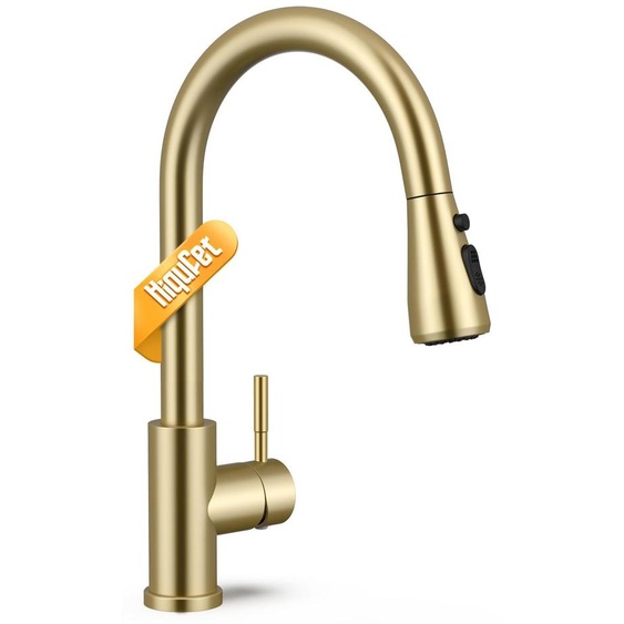 Robinet de cuisine à levier unique, finition or brossé, 1 pièce