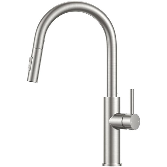 Robinet de cuisine avec douchette extractible, 2 types de jets, pivotant à 360°, en acier inoxydable