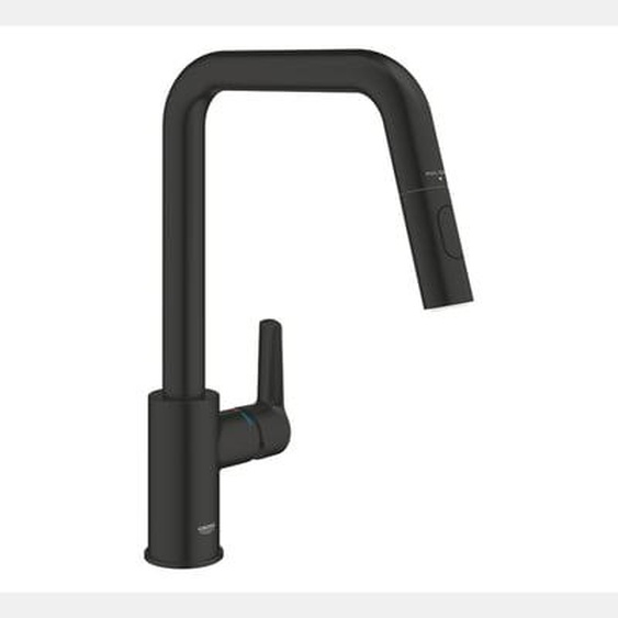 Robinet de cuisine avec douchette Start bec haut noir mat 2 jets
