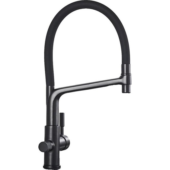 Robinet de cuisine, Dual-Handle, fonction spray extensible, noir mat A