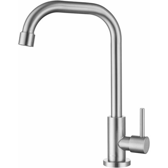 Onece - Robinet de Cuisine Eau Froide Uniquement, Mitigeur Evier Brossé Anti-empreinte, Robinettrie Pivotant à 360° en Acier Inoxydable, Mousseur