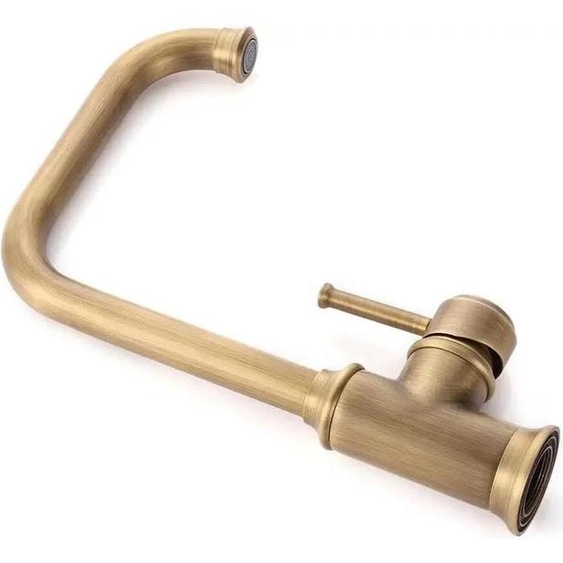 Robinet de cuisine, matériau laiton, bec rotatif 360°, or