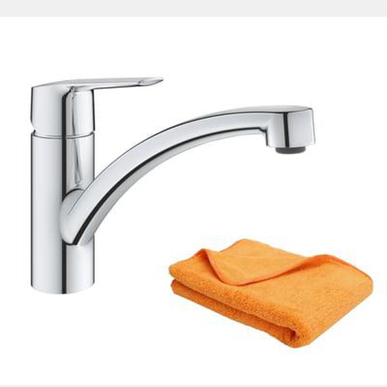 Robinet de cuisine monocommande bec bas Start 2021 + microfibre