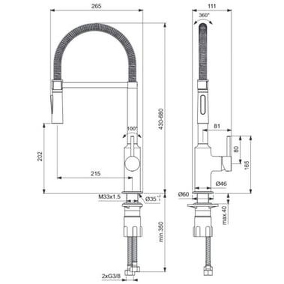 Robinet de cuisine semi-pro Ceralook chrome