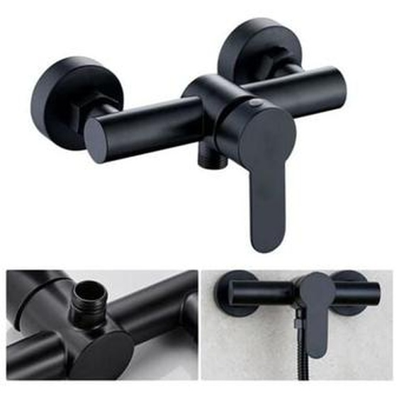 Robinet de douche en acier inoxydable 304 Robinet mitigeur de douche chaud et froid pour salle de bain - Noir, 1pc