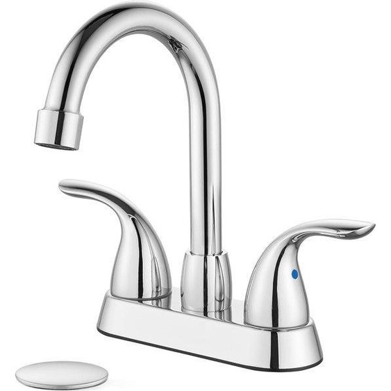 Robinet de lavabo 4 pouces, en acier inoxydable, avec soupape rotative et double poignée
