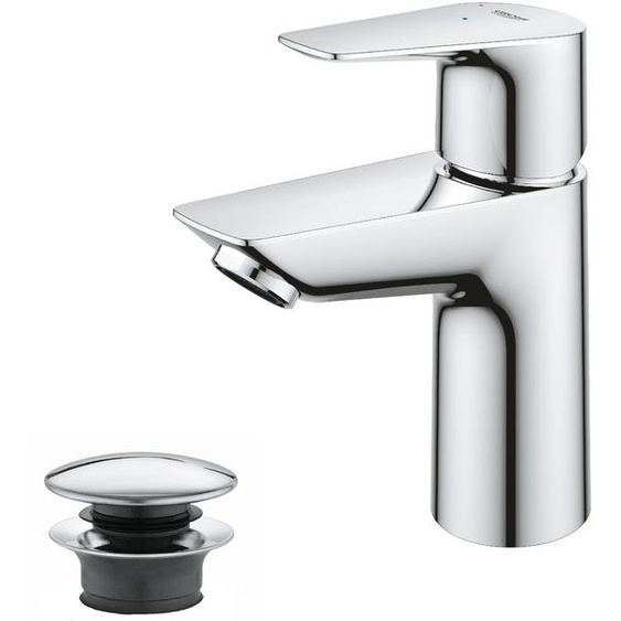 Robinet de lavabo, chromé, 15 cm, avec système de vidange à poussoir, pour installation sur un trou