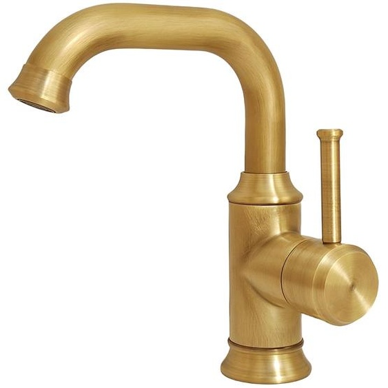 Robinet de lavabo de style rétro, pivotant à 360°, en laiton vieilli, avec 2 tuyaux